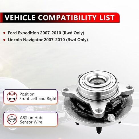 2pcs 515094 Front Left or Right Wheel Hub Bearing Assembly for Ford Expedition 2007-2012, for Lincoln Navigator 2007-2010, 6-Lug w/ABS, RWD Models Only in Saudi Arabia