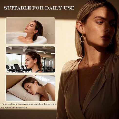 RIOSO 14 Pairs Small Stud Hoop Earrings Set for Women Gold Plated Hypoallergenic Multiple Piercing Stacks Huggie Hoops Pearl Dainty Lightweight Earring in Kuwait