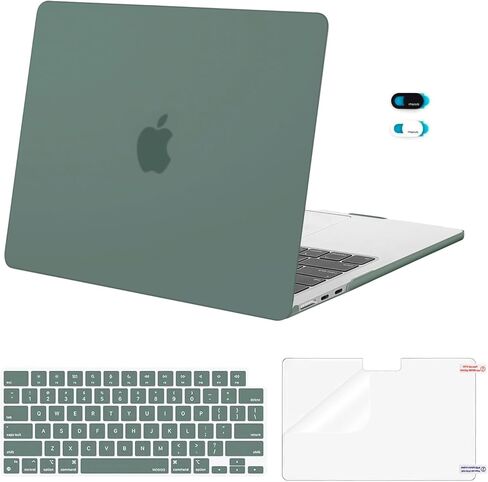 حافظة MOSISO متوافقة مع جهاز MacBook Air 13 بوصة M5 2026 M4 2025 M3 M2 2024-2022 A3449 A3240 A3113 A2681، غطاء صلب وغطاء لوحة مفاتيح وغطاء شاشة وغطاء كاميرا ويب لجهاز MacBook Air 13.6 بوصة، شفاف كريستالي in Saudi Arabia