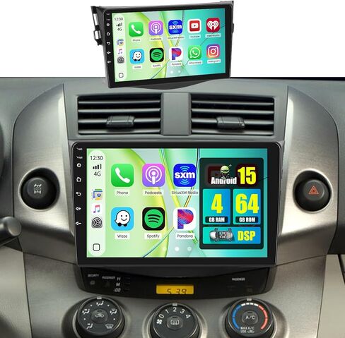 Hikity 2+64GB Android 13 Radio Wireless Apple Carplay for 2007-2012 Toyota RAV4, 9 Inch Touch Screen RAV4 Stereo with Android Auto, HiFi, Bluetooth, GPS, WiFi, Mirror Link, SWC, MIC, Backup Camera in Saudi Arabia