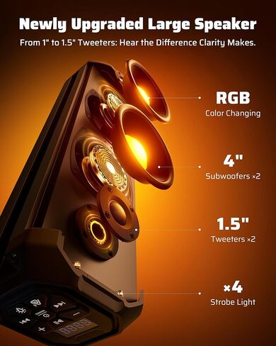 Ehaho 14.5 Inch UTV Sound Bar, Bluetooth Golf Cart Speakers [with RGB & Strobe Light] IP66 Waterproof ATV Speaker System, SXS SoundBar Compatible with Polaris RZR CFmoto Zforce Can-Am in Kuwait