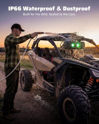 Ehaho 14.5 Inch UTV Sound Bar, Bluetooth Golf Cart Speakers [with RGB & Strobe Light] IP66 Waterproof ATV Speaker System, SXS SoundBar Compatible with Polaris RZR CFmoto Zforce Can-Am in Kuwait