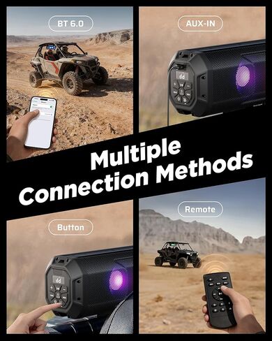 Ehaho 14.5 Inch UTV Sound Bar, Bluetooth Golf Cart Speakers [with RGB & Strobe Light] IP66 Waterproof ATV Speaker System, SXS SoundBar Compatible with Polaris RZR CFmoto Zforce Can-Am in Kuwait