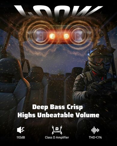 Ehaho 17.5 Inch UTV Sound Bar, Bluetooth Golf Cart Speakers [with RGB & Strobe Light] IP66 Waterproof ATV Speaker System, SXS SoundBar Compatible with Polaris RZR CFmoto Zforce Can-Am in Kuwait