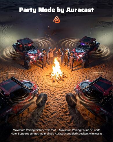 Ehaho 17.5 Inch UTV Sound Bar, Bluetooth Golf Cart Speakers [with RGB & Strobe Light] IP66 Waterproof ATV Speaker System, SXS SoundBar Compatible with Polaris RZR CFmoto Zforce Can-Am in Kuwait