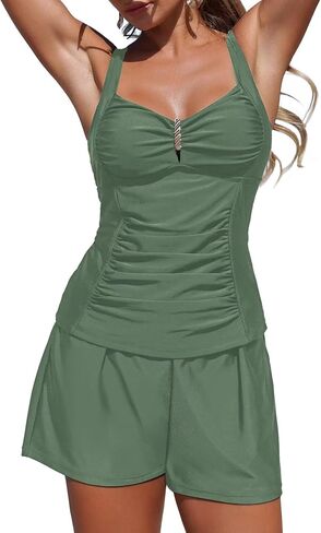 Upopby Women's Modest Tankini Swimsuits for Women 2026 Tummy Control Two Piece Bathing Suits with Shorts Athletic Swimwear in Saudi Arabia
