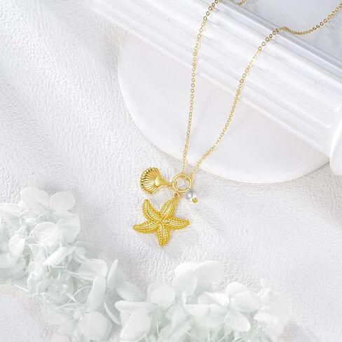 قلادة نجم البحر 925 من الفضة الاسترليني قلادة على شكل نجم البحر هدايا مجوهرات الشاطئ للنساء in Kuwait