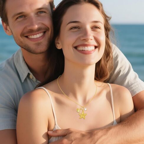 قلادة نجم البحر 925 من الفضة الاسترليني قلادة على شكل نجم البحر هدايا مجوهرات الشاطئ للنساء in Kuwait