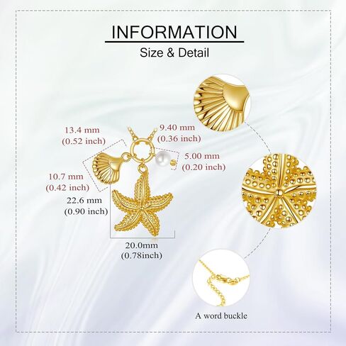 قلادة نجم البحر 925 من الفضة الاسترليني قلادة على شكل نجم البحر هدايا مجوهرات الشاطئ للنساء in Kuwait