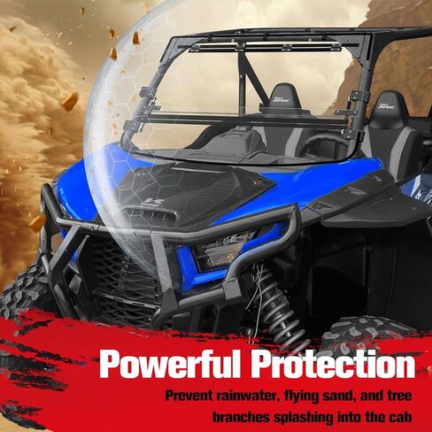 Flip Windshield for Kawasaki Teryx KRX, 3-In-1 Scratch Resistant Front Full Windshield Polycarbonate Windscreen for Kawasaki Teryx KRX KRX4 1000 2020-2025 Accessories, Multi-Stage Design in Kuwait