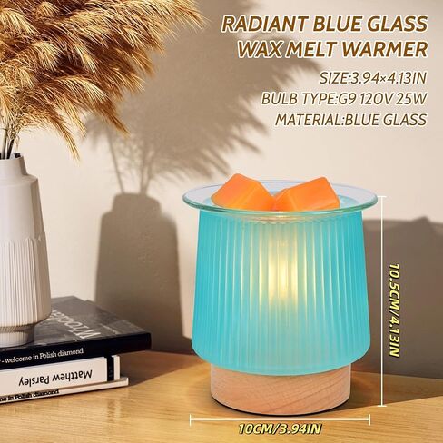 جهاز تسخين الشمع الزجاجي مع تسخين المصباح، تصميم زجاجي سماوي أنيق، يذوب كتل الشمع بسرعة، يطلق عطرًا طويل الأمد، موقد شمع مثالي وإضاءة ليلية لهدايا ديكور المطبخ المنزلي in Kuwait