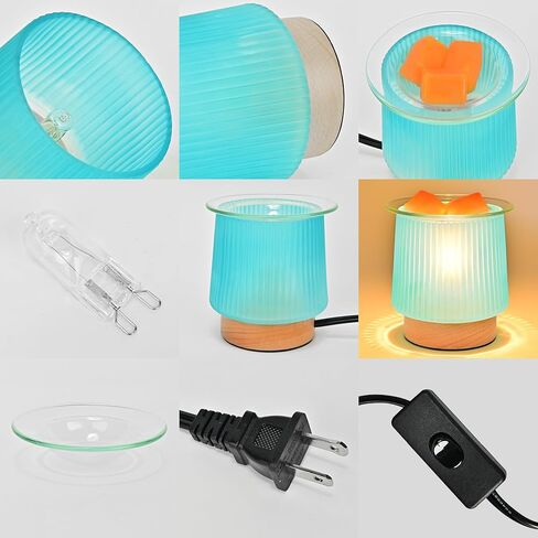 جهاز تسخين الشمع الزجاجي مع تسخين المصباح، تصميم زجاجي سماوي أنيق، يذوب كتل الشمع بسرعة، يطلق عطرًا طويل الأمد، موقد شمع مثالي وإضاءة ليلية لهدايا ديكور المطبخ المنزلي in Kuwait