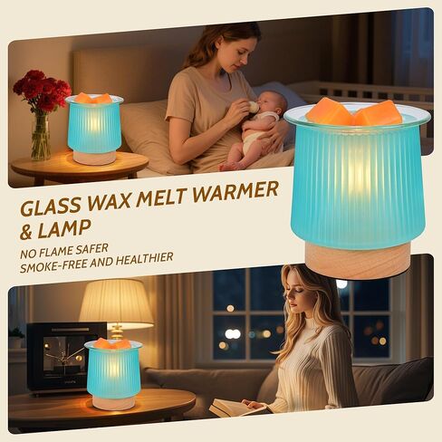 جهاز تسخين الشمع الزجاجي مع تسخين المصباح، تصميم زجاجي سماوي أنيق، يذوب كتل الشمع بسرعة، يطلق عطرًا طويل الأمد، موقد شمع مثالي وإضاءة ليلية لهدايا ديكور المطبخ المنزلي in Kuwait