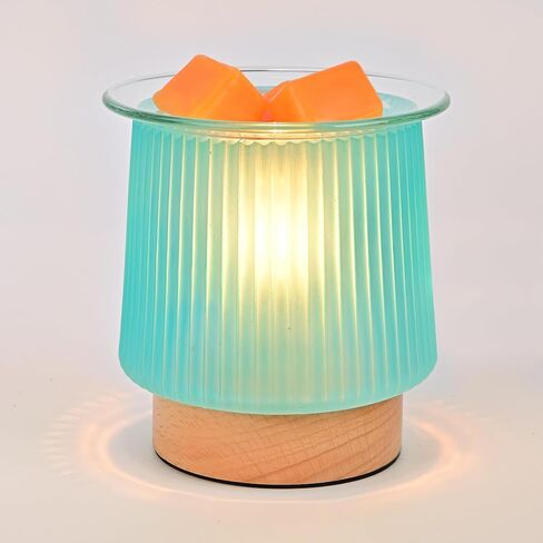 جهاز تسخين الشمع الزجاجي مع تسخين المصباح، تصميم زجاجي سماوي أنيق، يذوب كتل الشمع بسرعة، يطلق عطرًا طويل الأمد، موقد شمع مثالي وإضاءة ليلية لهدايا ديكور المطبخ المنزلي in Kuwait