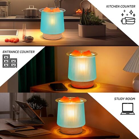 جهاز تسخين الشمع الزجاجي مع تسخين المصباح، تصميم زجاجي سماوي أنيق، يذوب كتل الشمع بسرعة، يطلق عطرًا طويل الأمد، موقد شمع مثالي وإضاءة ليلية لهدايا ديكور المطبخ المنزلي in Kuwait