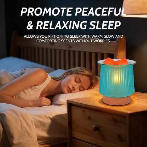 جهاز تسخين الشمع الزجاجي مع تسخين المصباح، تصميم زجاجي سماوي أنيق، يذوب كتل الشمع بسرعة، يطلق عطرًا طويل الأمد، موقد شمع مثالي وإضاءة ليلية لهدايا ديكور المطبخ المنزلي in Kuwait