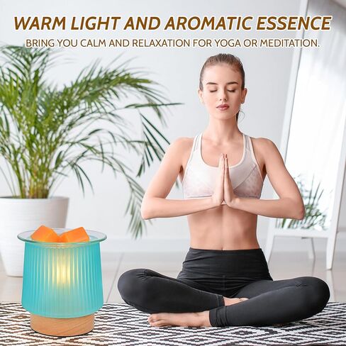 جهاز تسخين الشمع الزجاجي مع تسخين المصباح، تصميم زجاجي سماوي أنيق، يذوب كتل الشمع بسرعة، يطلق عطرًا طويل الأمد، موقد شمع مثالي وإضاءة ليلية لهدايا ديكور المطبخ المنزلي in Kuwait