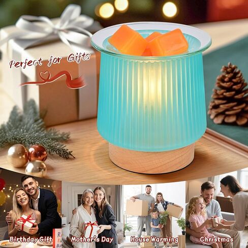 جهاز تسخين الشمع الزجاجي مع تسخين المصباح، تصميم زجاجي سماوي أنيق، يذوب كتل الشمع بسرعة، يطلق عطرًا طويل الأمد، موقد شمع مثالي وإضاءة ليلية لهدايا ديكور المطبخ المنزلي in Kuwait