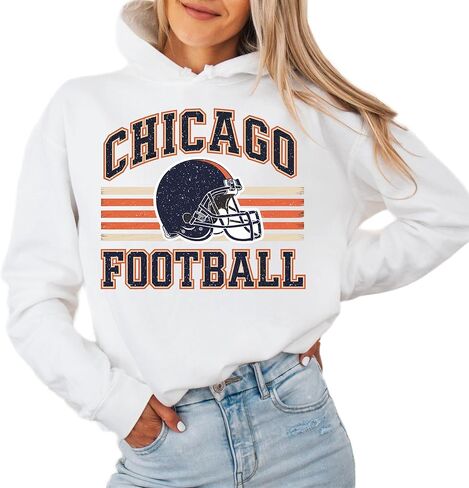 Distressed Chicago Football Sweatshirt – Vintage Helmet Graphic Pullover in Saudi Arabia