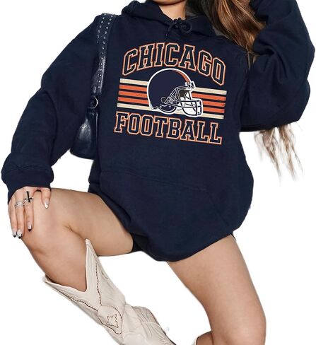 Distressed Chicago Football Sweatshirt – Vintage Helmet Graphic Pullover in Saudi Arabia