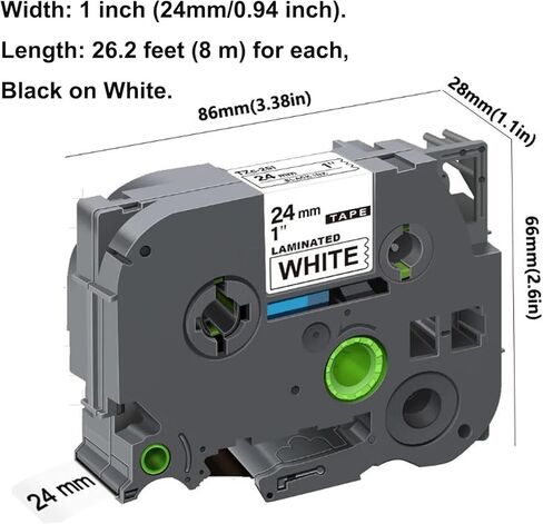 TZe-251 24 مم 0.94 بديل أبيض مصفح لشريط الملصقات P-Touch TZe251 TZ-251 أسود على أبيض 1 بوصة شريط TZe Tz يعمل لـ PT-D600 PT-D610BT PTP700 PTP710BT، 4 عبوات in Kuwait