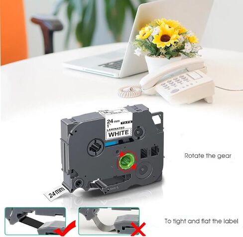 TZe-251 24 مم 0.94 بديل أبيض مصفح لشريط الملصقات P-Touch TZe251 TZ-251 أسود على أبيض 1 بوصة شريط TZe Tz يعمل لـ PT-D600 PT-D610BT PTP700 PTP710BT، 4 عبوات in Kuwait