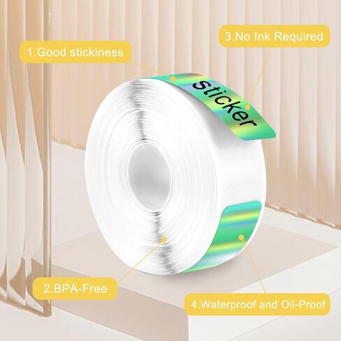 D30 Label Tape, 3 Rolls Label Print Paper, 12mm x 40mm 480Pcs Self-Adhesive Sticker Thermal Paper, Waterproof Label Maker Tape for Office Household Supplies (Holographic Purple Green Yellow) in Saudi Arabia