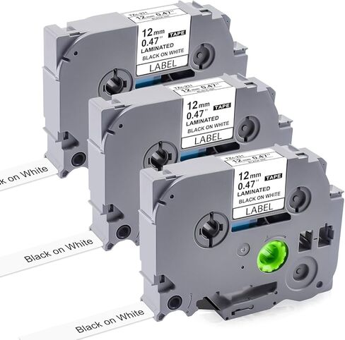 3-Pack Tz Tape 12mm 0.47 Laminated White Replace for Brother TZ 0.13-0.47 3.5-12mm Label Maker Refills TZe-231 TZe231, for P Touch PT-H100 PT-D210 PT1750 PT-1090, PT-D400, Black on White in Kuwait