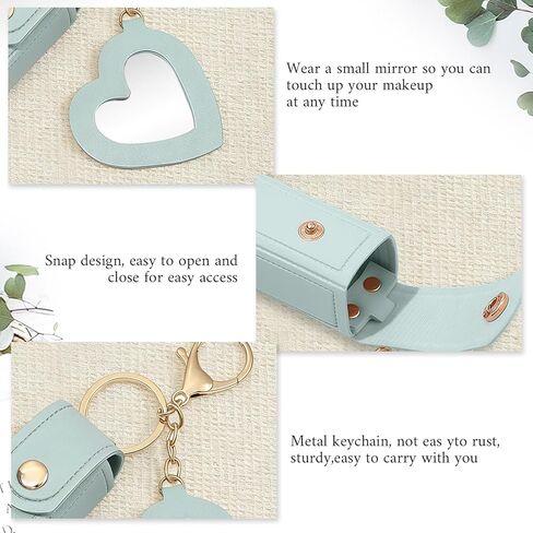 Customized engraved lipstick case keychain with mirror - Personalized mini lipstick travel case, compact makeup storage bag, a gift for ladies and girls in Kuwait