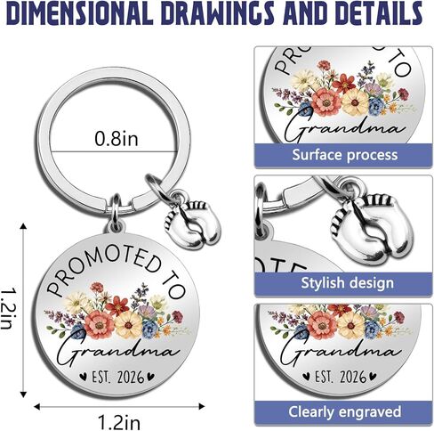 هدايا الجدة الجديدة سلسلة مفاتيح الجدة لأول مرة 2026 تم ترقيتها إلى مؤسسة الجدة 2026 هدايا إعلان الحمل للأجداد in Kuwait