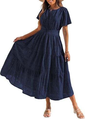 فساتين ماكسي صيفية للنساء لربيع 2026 لقضاء عطلة الربيع وأكمام قصيرة من الدانتيل فساتين بوهو غير رسمية لحفلات الزفاف in Kuwait