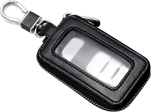 Leather Car Key Fob Case, 2.2" x 3.5" Car Key Fob Protective Cover with Zipper and Metal Hook, Double Layer Smart Remote Key Fob Case Holder, Universal Keychain Bag for Most Cars (Royal Blue) in Saudi Arabia