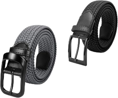 FAIRWIN Elastic Woven Belt 2Pack Flexible Adjustable Nylon Work Belt and Men's Golf Retractable Belt in Kuwait