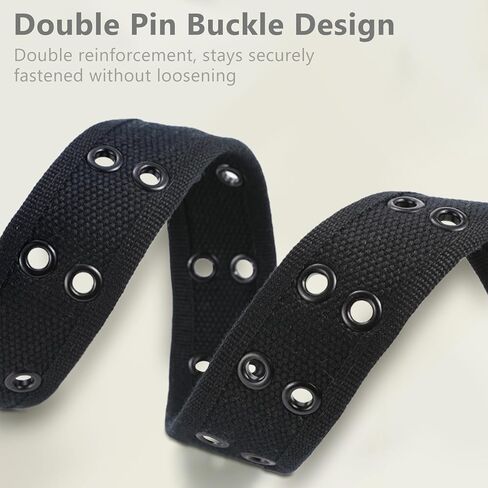 Double Prong Belt for Plus Size Men & Women, 42'' Black Grommet Nylon Belt in Kuwait