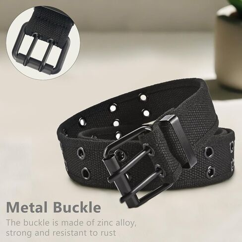 Double Prong Belt for Plus Size Men & Women, 42'' Black Grommet Nylon Belt in Kuwait