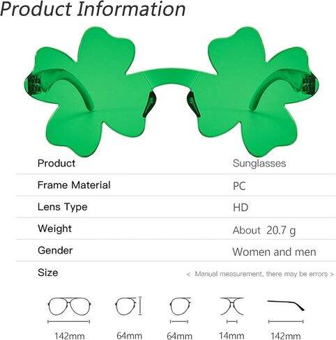 St. Patrick's Day Irish Shamrock Sunglasses Green Four Leaf Clover Leprechaun Costume Glasses St Patricks Accessory in Saudi Arabia