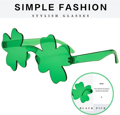 St. Patrick's Day Irish Shamrock Sunglasses Green Four Leaf Clover Leprechaun Costume Glasses St Patricks Accessory in Saudi Arabia