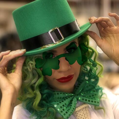St. Patrick's Day Irish Shamrock Sunglasses Green Four Leaf Clover Leprechaun Costume Glasses St Patricks Accessory in Saudi Arabia