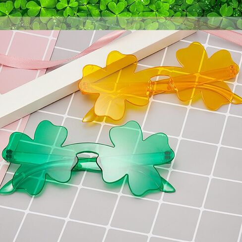 St. Patrick's Day Irish Shamrock Sunglasses Green Four Leaf Clover Leprechaun Costume Glasses St Patricks Accessory in Saudi Arabia