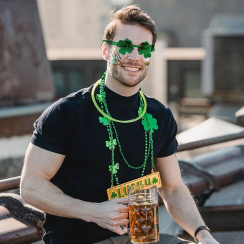 St. Patrick's Day Irish Shamrock Sunglasses Green Four Leaf Clover Leprechaun Costume Glasses St Patricks Accessory in Saudi Arabia