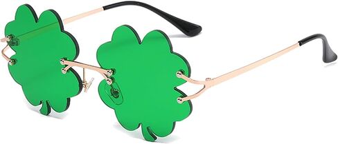 St. Patrick's Day Irish Shamrock Sunglasses Green Four Leaf Clover Leprechaun Costume Glasses St Patricks Accessory in Saudi Arabia