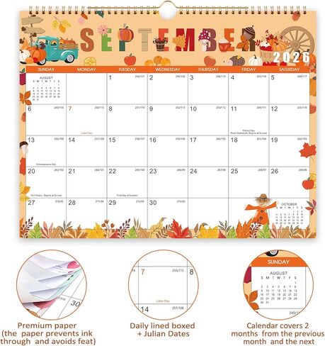 Calendar 2026-2027 - 18 Months Wall Calendar 2026-2027, Jul. 2026 - Dec. 2027, 14.6'' x 11.4", Hanging Monthly Calendar, Holidays, Large Block, Twin-Wire Binding - 12 Different Themes in Saudi Arabia