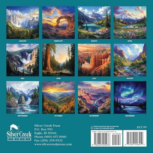 لوحات المتنزهات الوطنية 2026 | 12 × 12 بوصة | تقويم الحائط in Kuwait