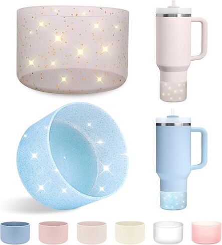 قطعتان من واقي قاعدة الحذاء من السيليكون اللامع لأكواب ستانلي 20-40 أونصة، ومتوافقة مع زجاجة مياه قارورة مائية 12-24 أونصة والمزيد من الزجاجات بقاعدة 2.8-2.95 بوصة، حذاء بلينغ in Kuwait