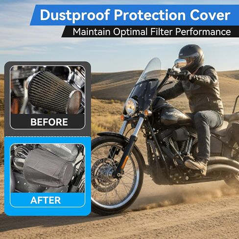 Meonum 2 Pack Cone Air Intake Filter Cover, Universal Cold Air Filter Sock Dustproof Protective Cover, Car Motorcycle Cleaner Wrap Accessories for High Flow Cone Intake Filters (Large) in Kuwait