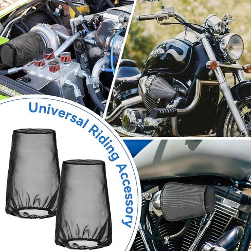 Meonum 2 Pack Cone Air Intake Filter Cover, Universal Cold Air Filter Sock Dustproof Protective Cover, Car Motorcycle Cleaner Wrap Accessories for High Flow Cone Intake Filters (Large) in Kuwait