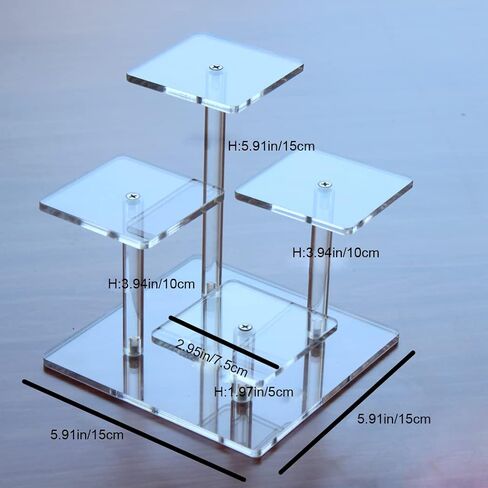 4-Tier Clear Acrylic Riser Display Stand for Action Figures, Jewelry & Collectibles in Kuwait