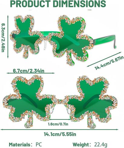 St. Patrick’s Day Shamrock Sunglasses,Irish Green Shamrock St Patricks Glasses,St. Patrick's Day Irish Party Favors Supplies Costume Accessories for Women and Men in Saudi Arabia