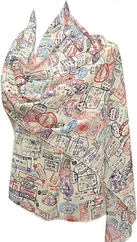 Universal Zone Traveler Chiffon Scarf.Light Chiffon scarf with Passport stamps.Flight attendant gift,Travel Agent gift.Spring Summer scarf,light scarf. in Saudi Arabia