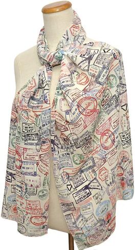 Universal Zone Traveler Chiffon Scarf.Light Chiffon scarf with Passport stamps.Flight attendant gift,Travel Agent gift.Spring Summer scarf,light scarf. in Saudi Arabia